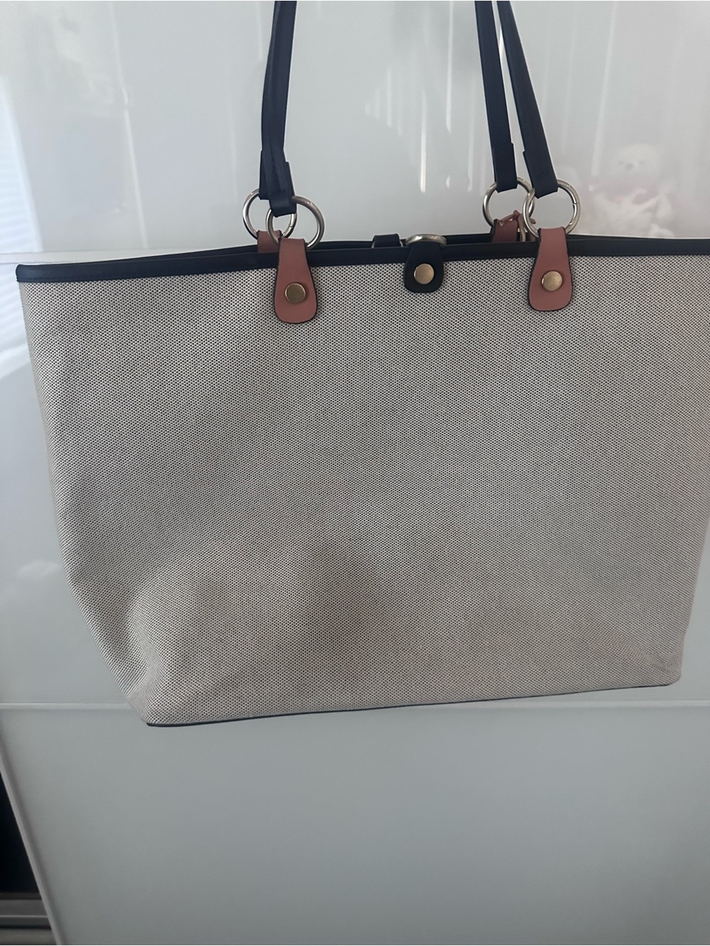 RADLEY LONDON Beige Canvas Tote with Black Trim and Tan Accent - Picture 5 of 9